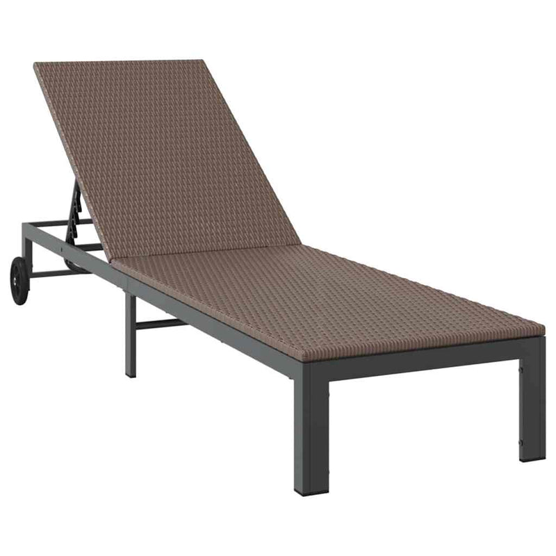 vidaXL Napozóágy 1-személy Barna 60 x 200 x 27cm polirattan