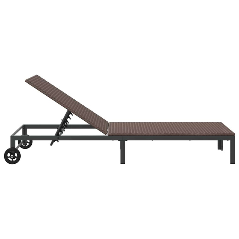 vidaXL Napozóágy 1-személy Barna 60 x 200 x 27cm polirattan