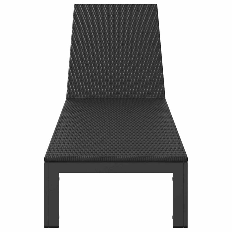 vidaXL Napozóágy 1-személy Fekete 60 x 200 x 27cm polirattan