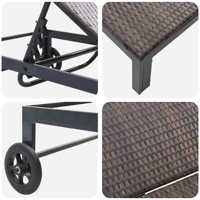 vidaXL Napozóágy párnával 3 pcs Barna 40 x 39 x 40.5cm polirattan