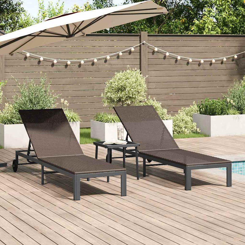 vidaXL Napozóágy párnával 3 pcs Barna 40 x 39 x 40.5cm polirattan