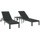 vidaXL Napozóágy párnával 3 pcs Fekete 40 x 39 x 40.5cm polirattan
