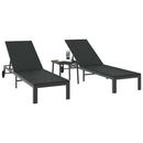 vidaXL Napozóágy párnával 3 pcs Fekete 40 x 39 x 40.5cm polirattan