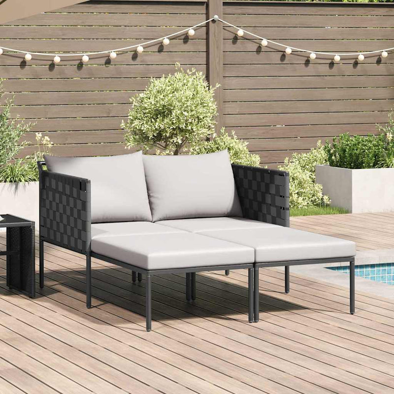 vidaXL Napozóágy párnával 2-személy Antracit 115 x 153 x 69.5cm Acél