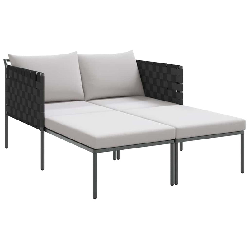 vidaXL Napozóágy párnával 2-személy Antracit 115 x 153 x 69.5cm Acél