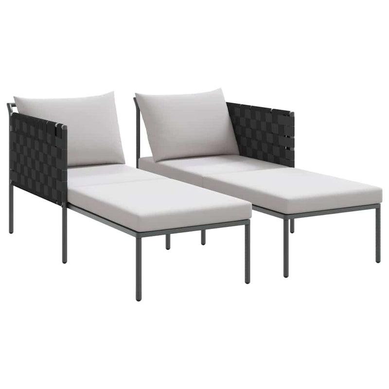 vidaXL Napozóágy párnával 2-személy Antracit 115 x 153 x 69.5cm Acél