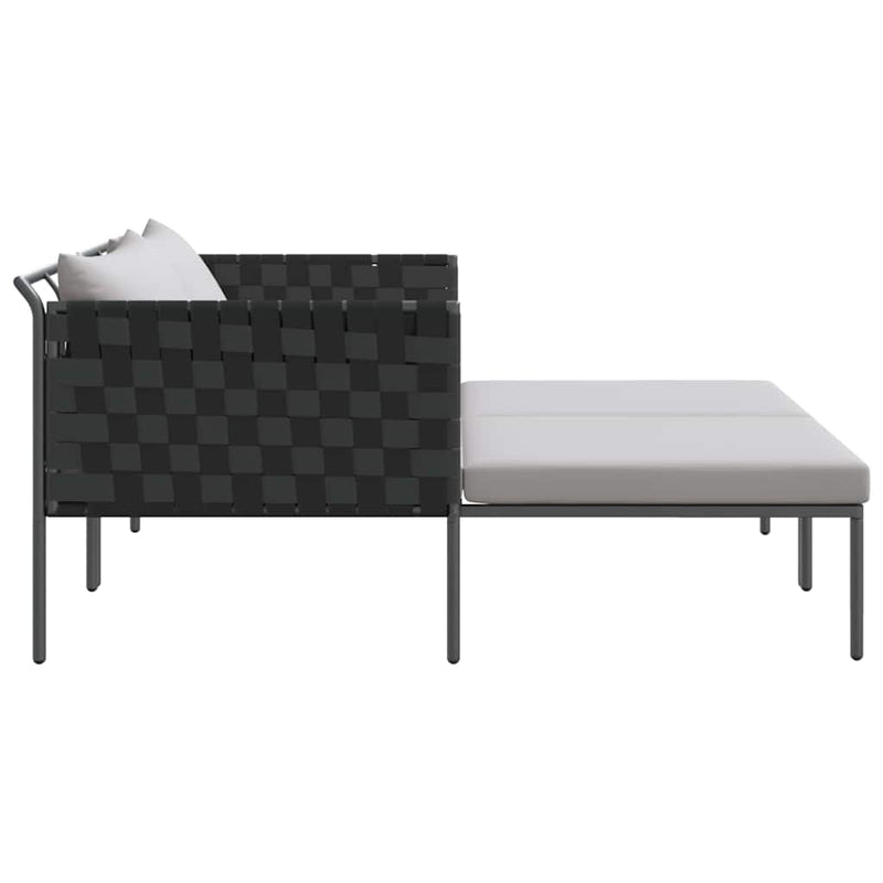 vidaXL Napozóágy párnával 2-személy Antracit 115 x 153 x 69.5cm Acél