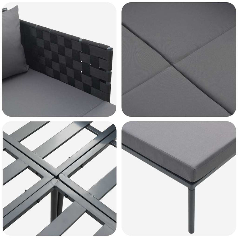 vidaXL Napozóágy párnával 2-személy Antracit 115 x 153 x 69.5cm Acél