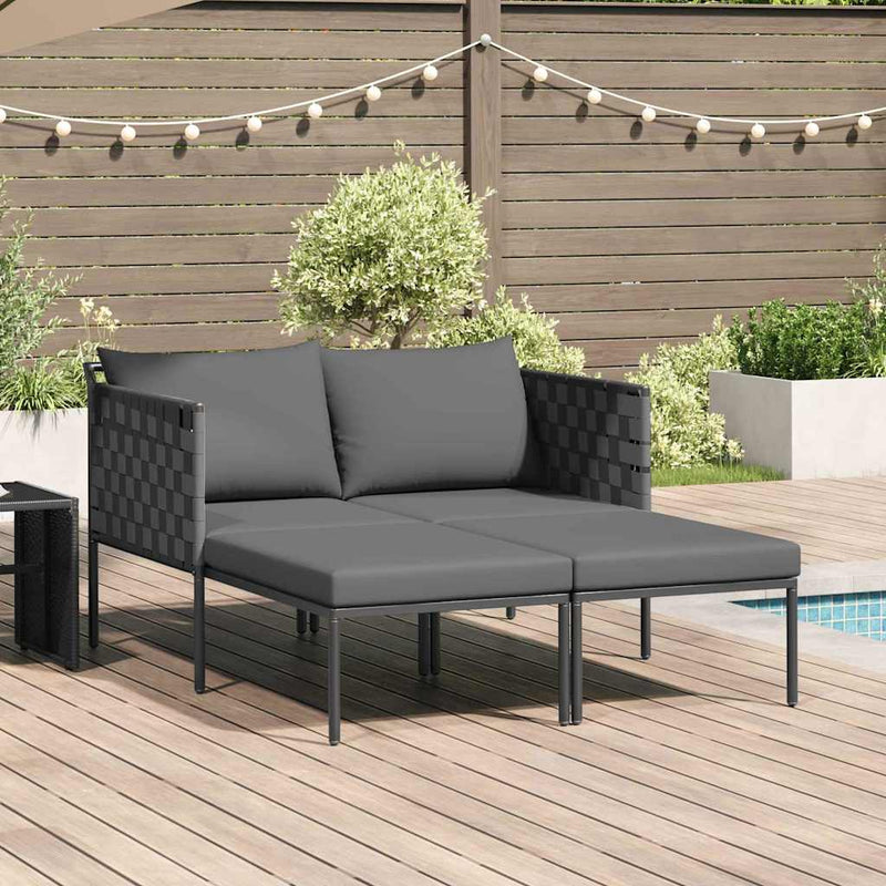 vidaXL Napozóágy párnával 2-személy Antracit 115 x 153 x 69.5cm Acél
