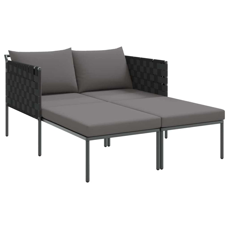vidaXL Napozóágy párnával 2-személy Antracit 115 x 153 x 69.5cm Acél