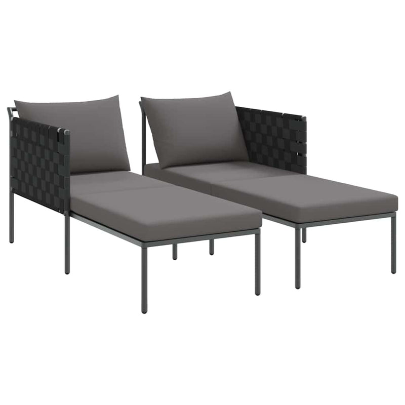 vidaXL Napozóágy párnával 2-személy Antracit 115 x 153 x 69.5cm Acél