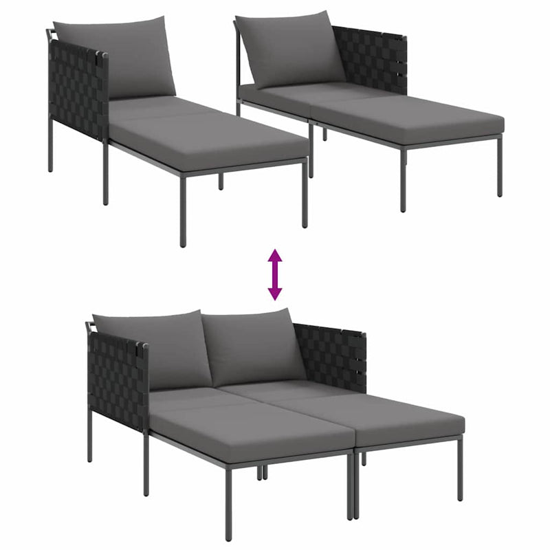 vidaXL Napozóágy párnával 2-személy Antracit 115 x 153 x 69.5cm Acél