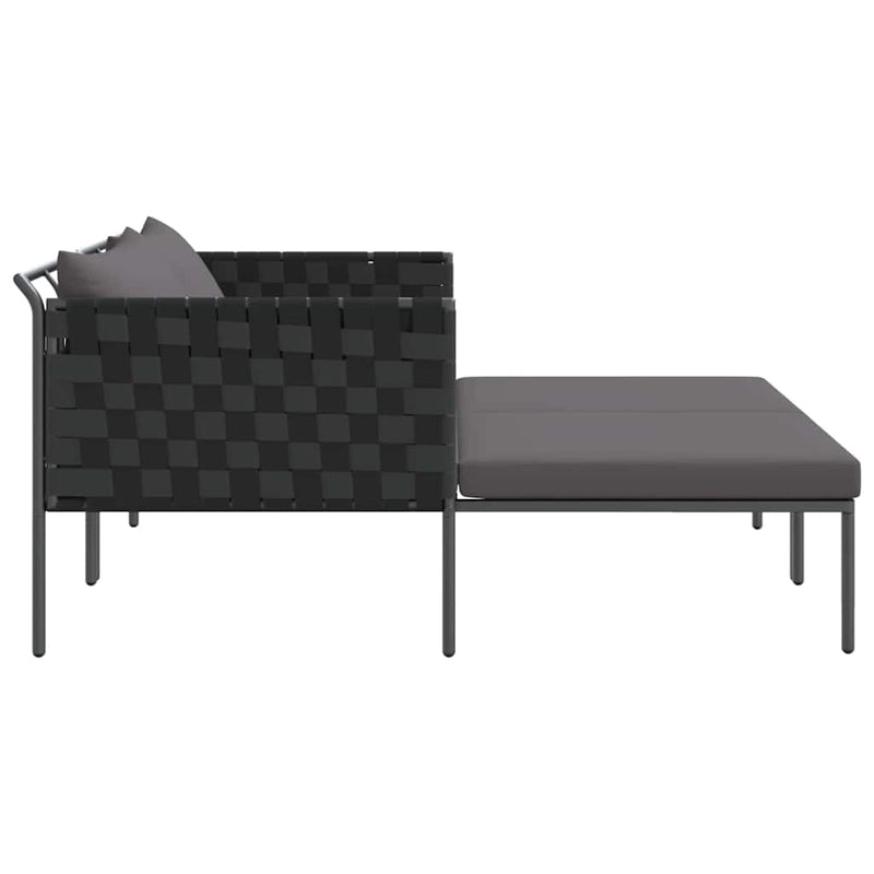 vidaXL Napozóágy párnával 2-személy Antracit 115 x 153 x 69.5cm Acél