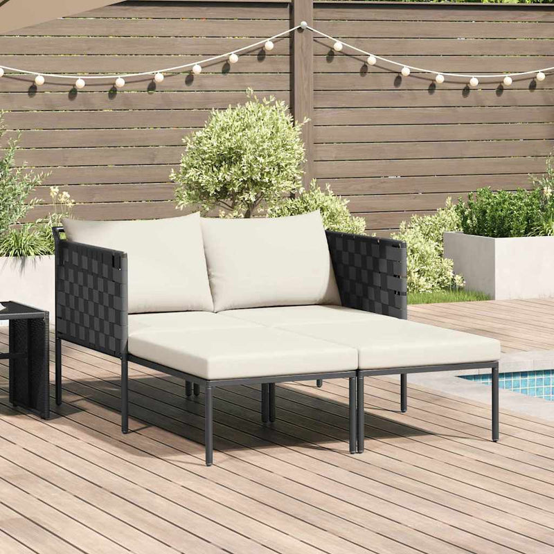 vidaXL Napozóágy párnával 2-személy Antracit 115 x 153 x 69.5cm Acél