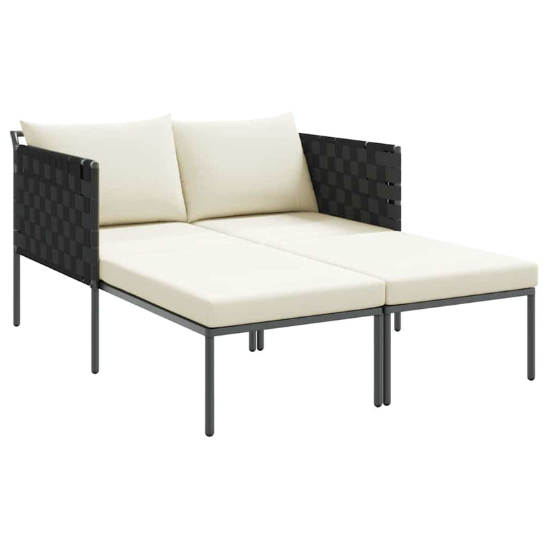 vidaXL Napozóágy párnával 2-személy Antracit 115 x 153 x 69.5cm Acél