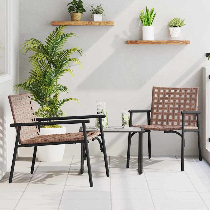 vidaXL Kerti Szék 2 pcs Fekete 79 x 56 x 73.5cm polirattan