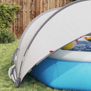 vidaXL Medence kupola Szürke és narancs 336 x 322 x 160 cm