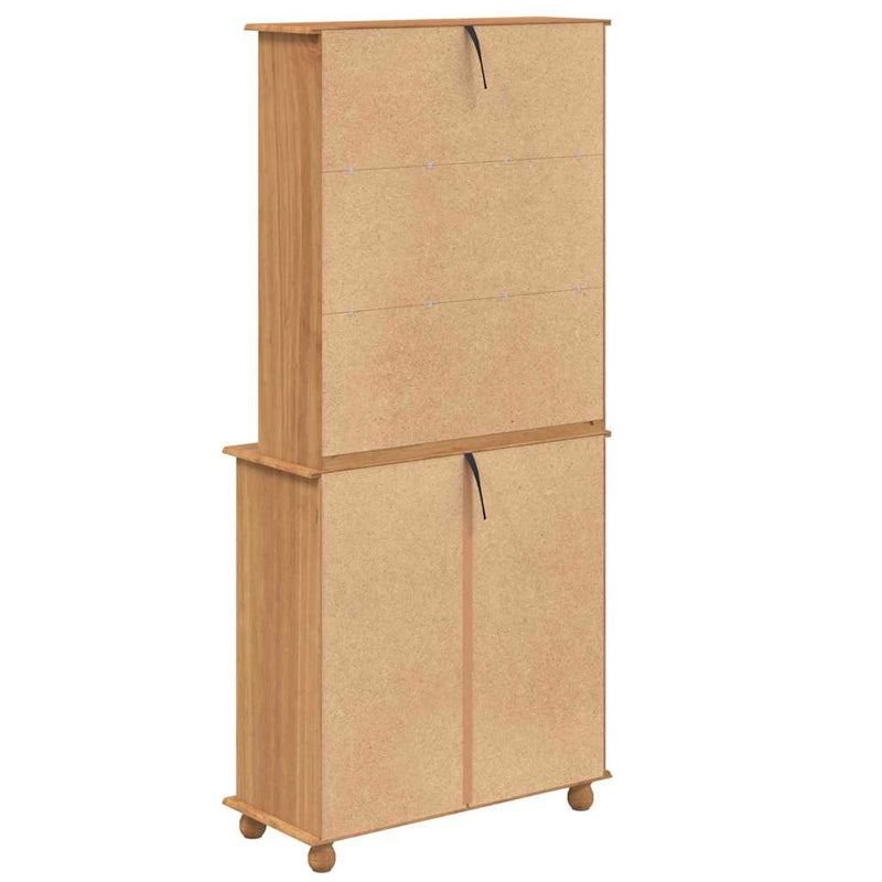 vidaXL Kagy fiókkal polcokkal Barna 91 x 40 x 200.5 cm Tömör fenyőfa