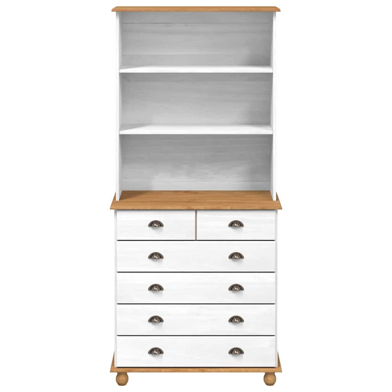 vidaXL Kagy fiókkal ASKIM Fehér 91 x 40 x 200.5 cm Tömör fenyőfa