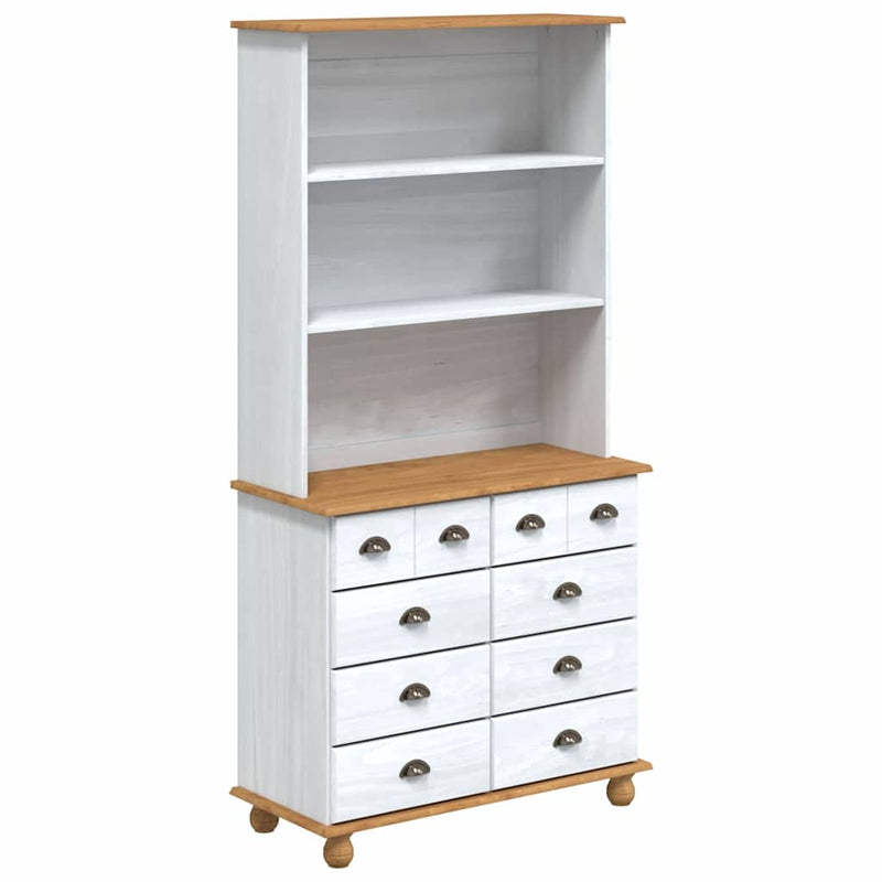 vidaXL Kagy fiókkal polcokkal Fehér 91 x 40 x 184 cm Tömör fenyőfa