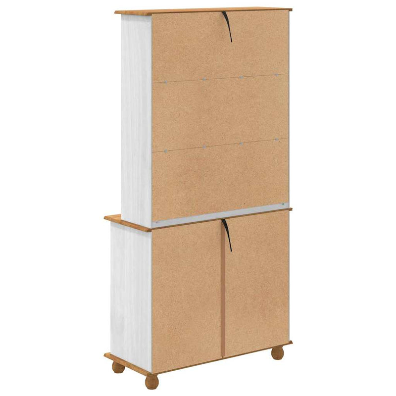 vidaXL Kagy fiókkal polcokkal Fehér 91 x 40 x 184 cm Tömör fenyőfa