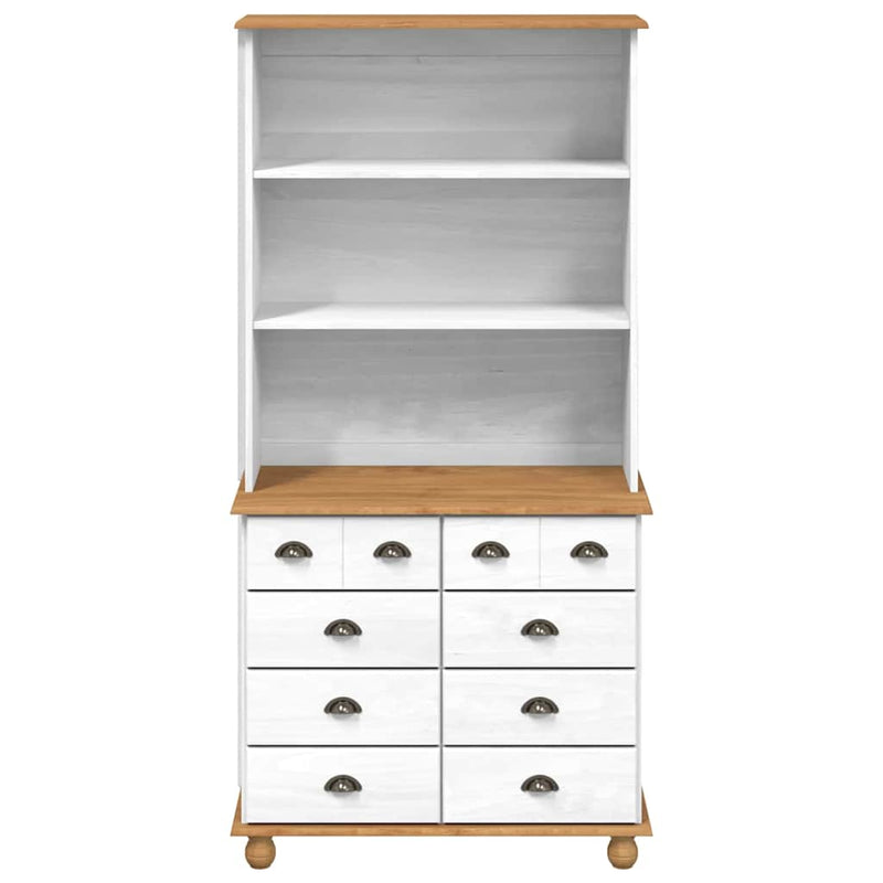 vidaXL Kagy fiókkal polcokkal Fehér 91 x 40 x 184 cm Tömör fenyőfa