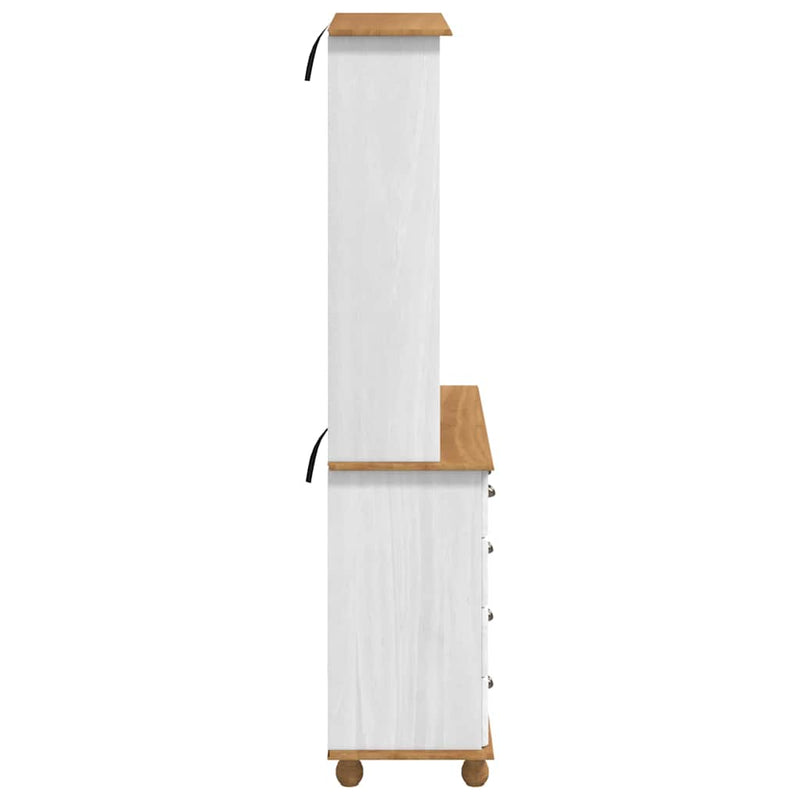vidaXL Kagy fiókkal polcokkal Fehér 91 x 40 x 184 cm Tömör fenyőfa