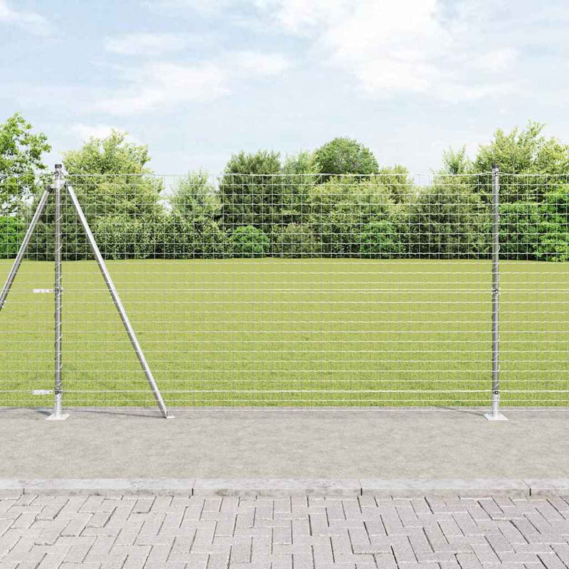 vidaXL Kerítoszlopok Kézi 7 pcs Ezüst Ø32mm 130 cm Horganyzott acél