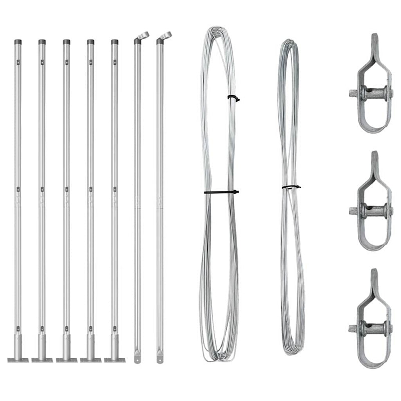 vidaXL Kerítoszlopok Kézi 7 pcs Ezüst Ø32mm 130 cm Horganyzott acél