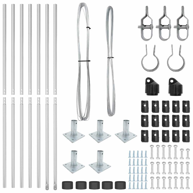 vidaXL Kerítoszlopok Kézi 7 pcs Ezüst Ø32mm 130 cm Horganyzott acél