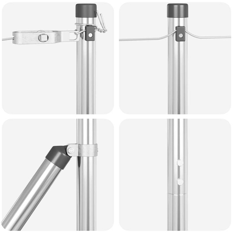 vidaXL Kerítoszlopok Kézi 13 pcs Ezüst Ø32mm 160 cm Horganyzott acél