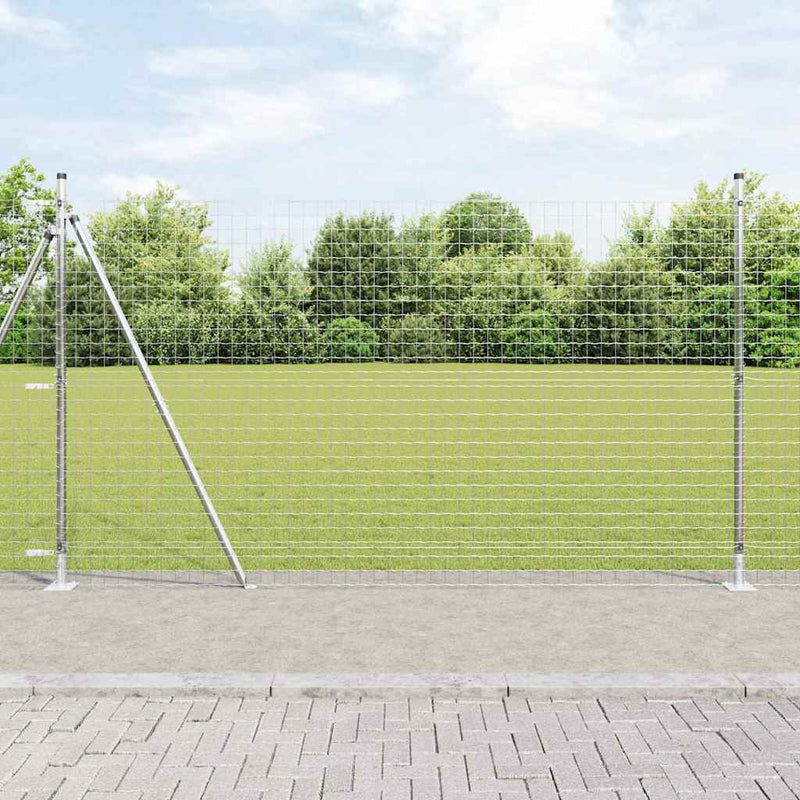 vidaXL Kerítoszlopok Kézi 13 pcs Ezüst Ø32mm 160 cm Horganyzott acél