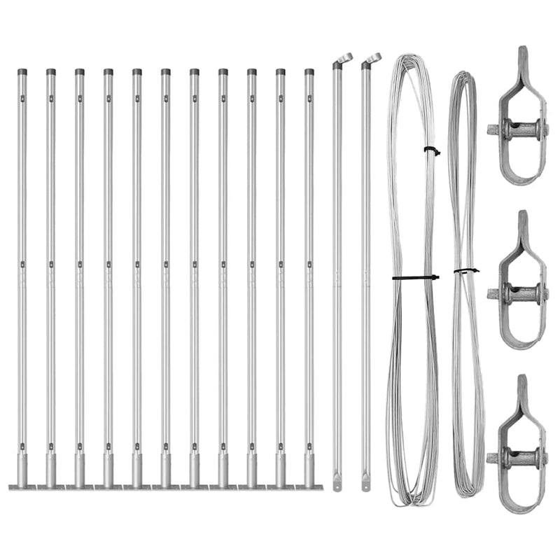 vidaXL Kerítoszlopok Kézi 13 pcs Ezüst Ø32mm 160 cm Horganyzott acél