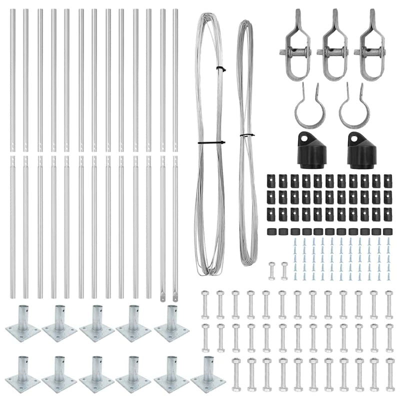 vidaXL Kerítoszlopok Kézi 13 pcs Ezüst Ø32mm 160 cm Horganyzott acél