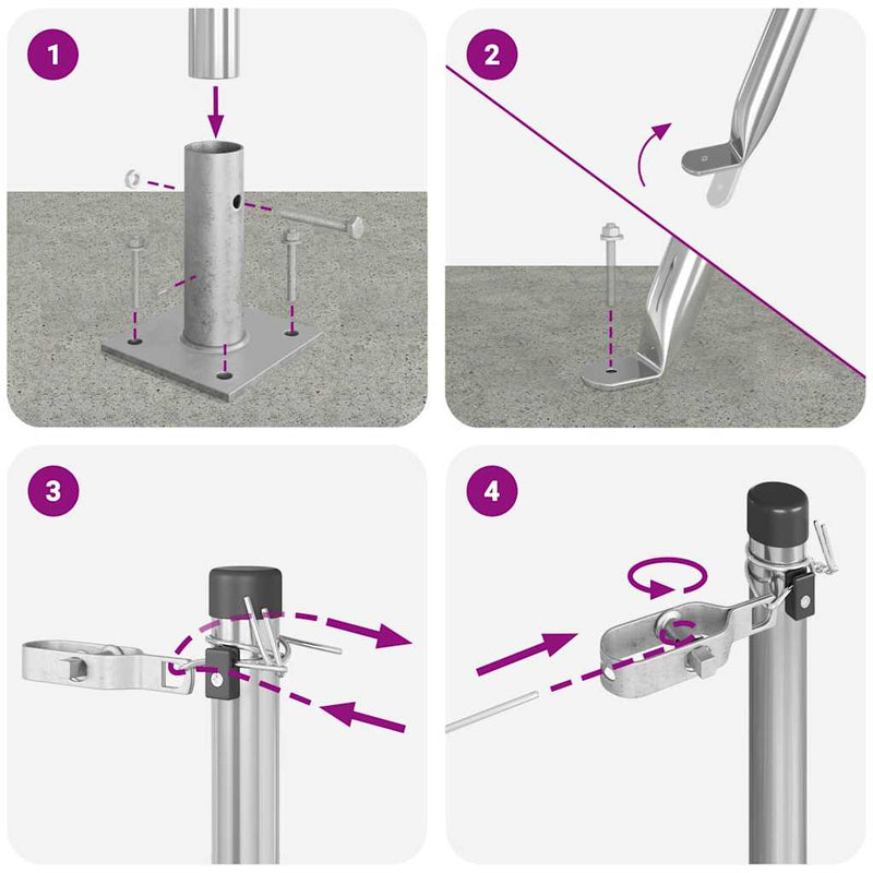 vidaXL Kerítoszlopok Kézi 13 pcs Ezüst Ø32mm 160 cm Horganyzott acél