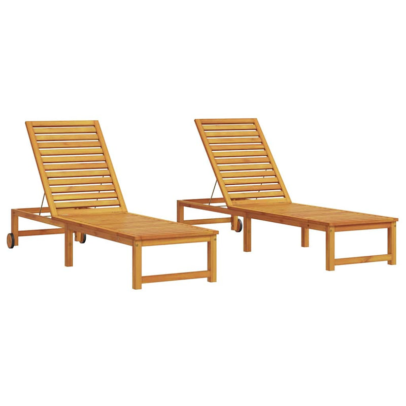 vidaXL Napozó 2-személy 2 pcs Barna 53 x 202 x 89cm Tömör akácfa