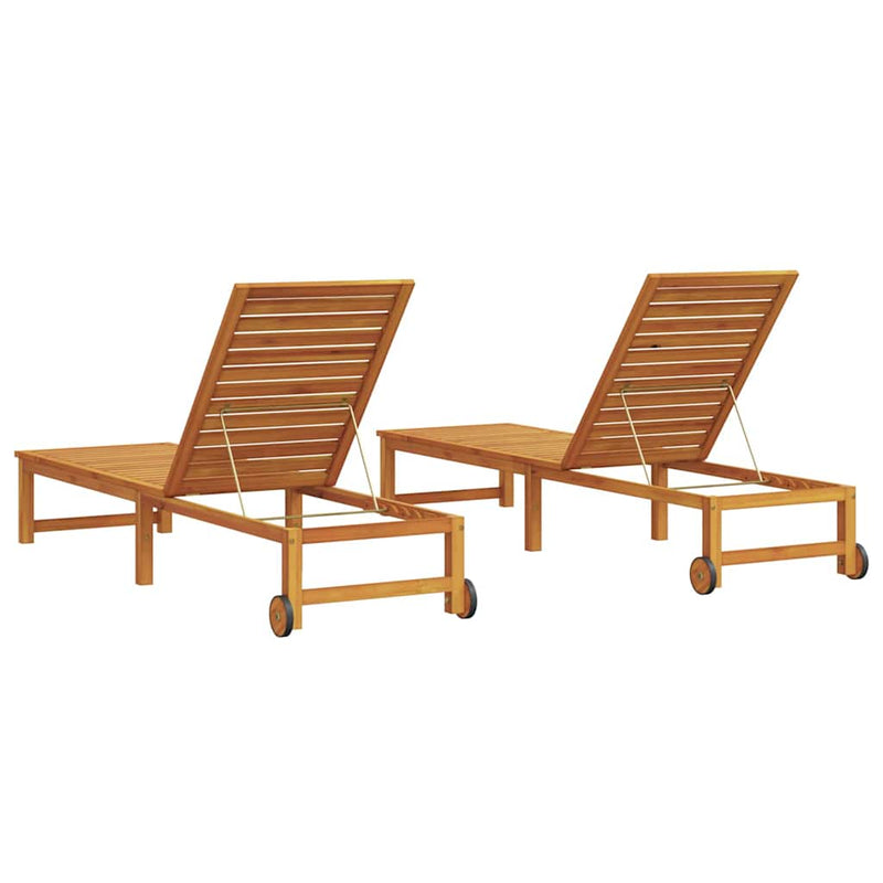 vidaXL Napozó 2-személy 2 pcs Barna 53 x 202 x 89cm Tömör akácfa