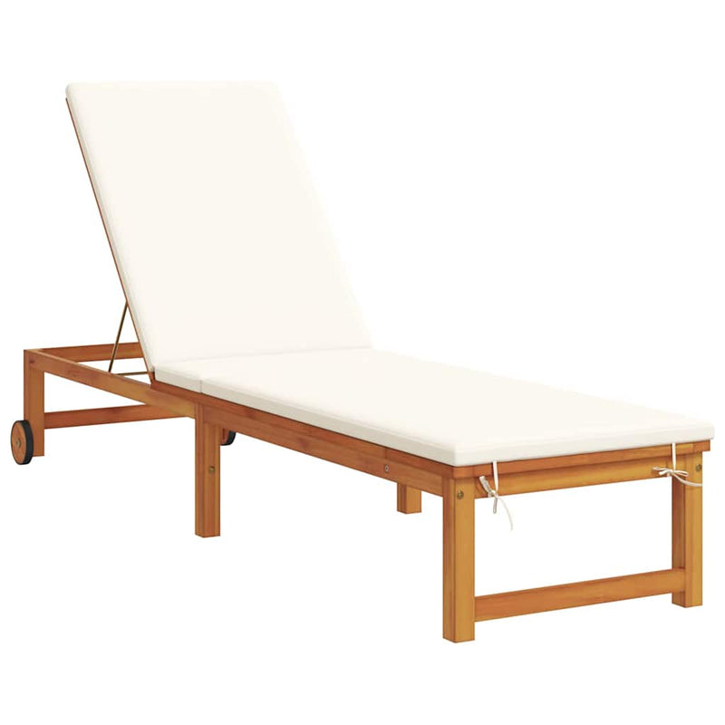 vidaXL Napozó párnával 2 pcs Barna 53 x 202 x 89cm Tömör akácfa
