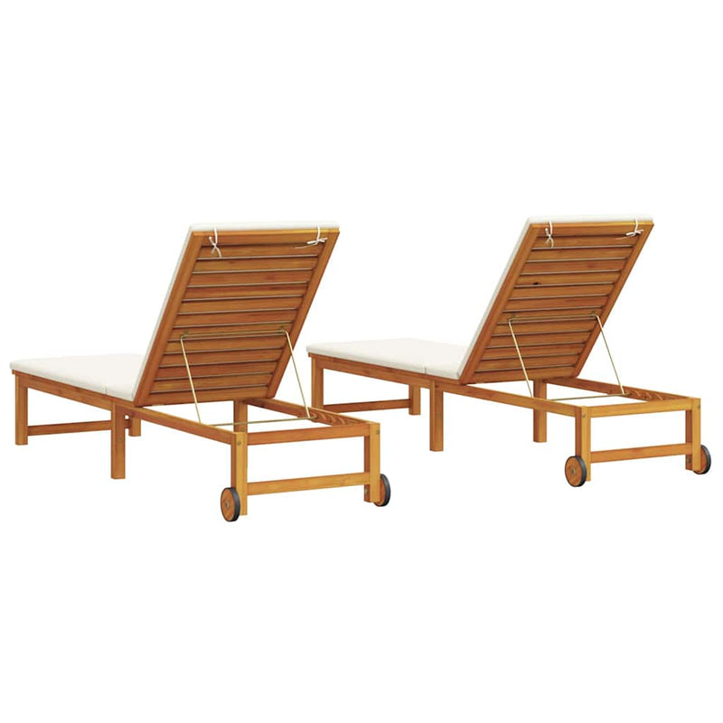 vidaXL Napozó párnával 2 pcs Barna 53 x 202 x 89cm Tömör akácfa