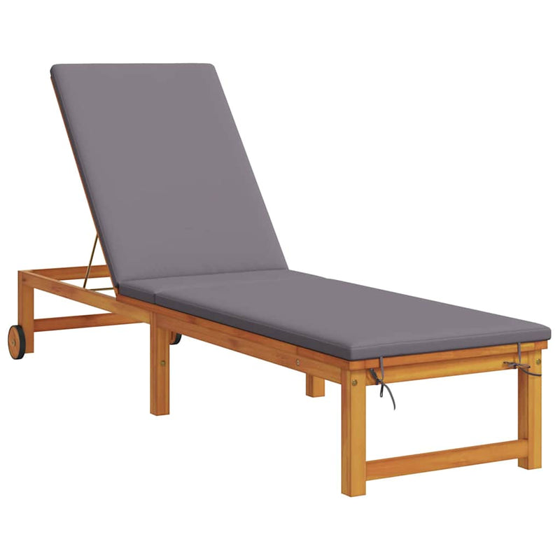 vidaXL Napozó párnával 2 pcs Barna 53 x 202 x 89cm Tömör akácfa