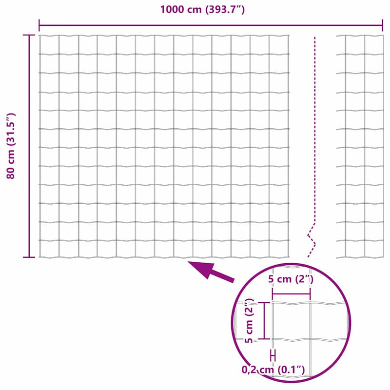 vidaXL Európai Kerítés Ezüst 0.8 x 10 m Meleg horganyzott vas
