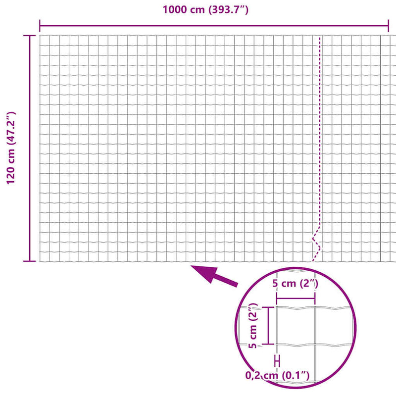 vidaXL Európai Kerítés Ezüst 1.2 x 10 m Meleg horganyzott vas