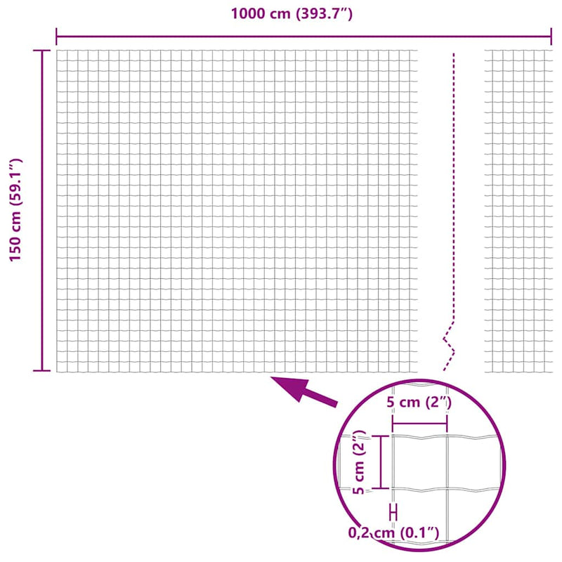 vidaXL Európai Kerítés Ezüst 1.5 x 10 m Meleg horganyzott vas