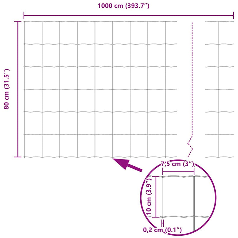 vidaXL Európai Kerítés Ezüst 0.8 x 10 m Meleg horganyzott vas
