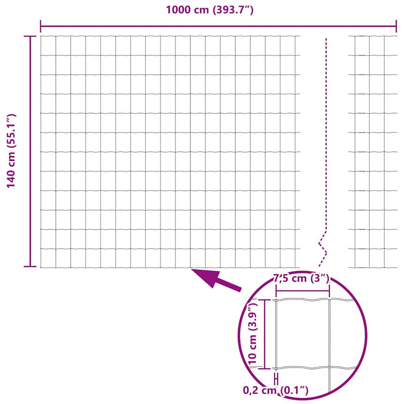 vidaXL Európai Kerítés Ezüst 1.4 x 10 m Meleg horganyzott vas