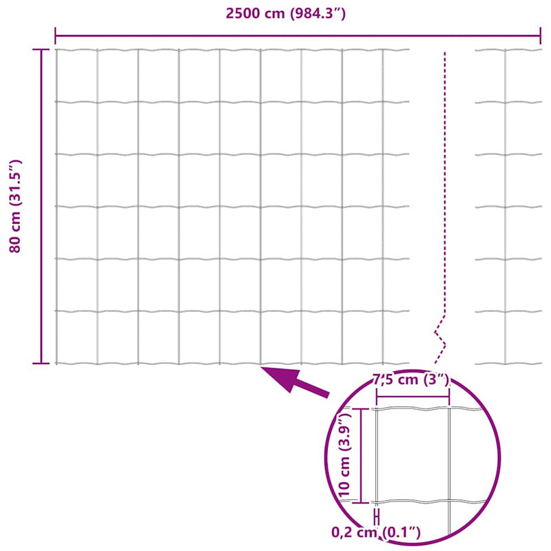 vidaXL Európai Kerítés Ezüst 0.8 x 25 m Meleg horganyzott vas