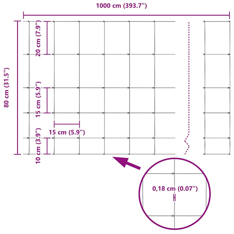 vidaXL Legelőkerítés Szürke 0.8 x 10 m Acél