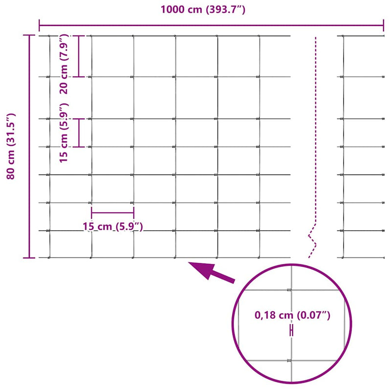 vidaXL Legelőkerítés Szürke 0.8 x 10 m Acél