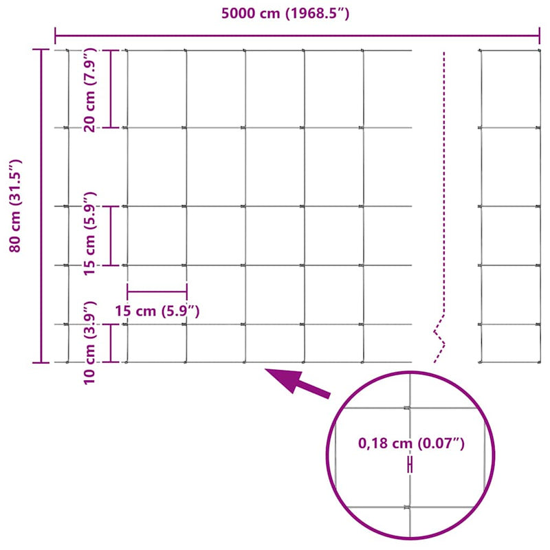 vidaXL Legelőkerítés Ezüst 50 x 0.8 m Horganyzott acél