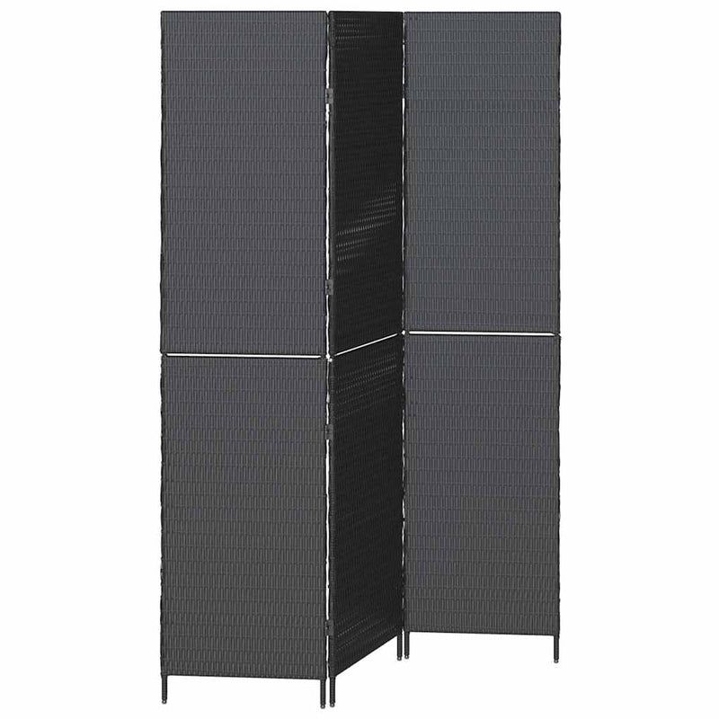 vidaXL Szobaelválasztó Összecsukható Fekete 146 x 180 cm polirattan